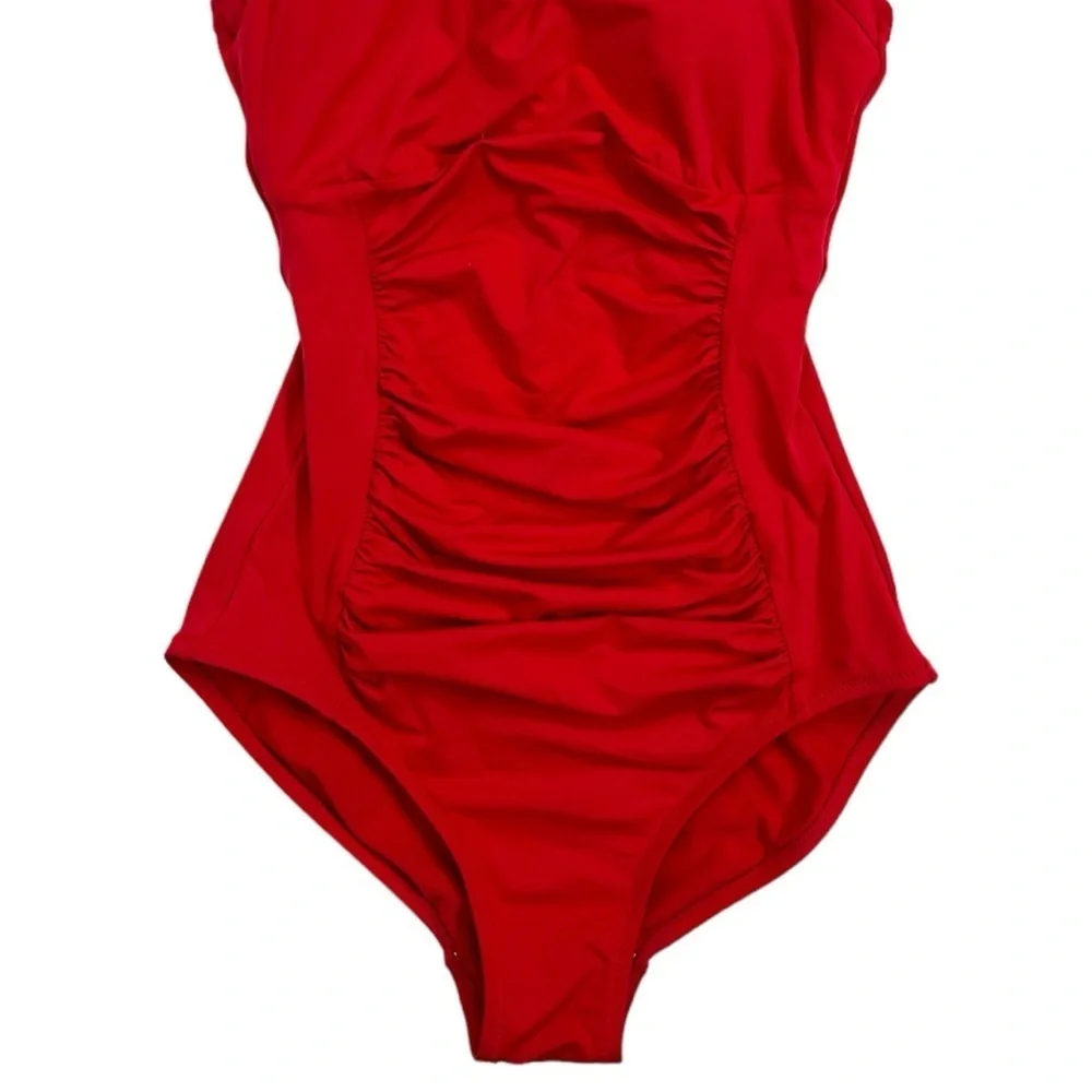 Melissa Odabash for Amoena Selena Ruched Front One Piece Swimsuit size 6 in Red